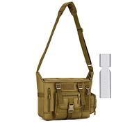 REEBOW GEAR Tactical Crossbody Messenger Shoulder Bag Molle for Outdoor Camping Hiking Working Multi Pockets Shoulder Bag,Brown