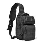 REEBOW GEAR Tactical Sling Backpack, Small, Black, Camo, 12 * 9.5 * 6 Inches, 1.3 lbs, Multi-Sport, Everyday Carry, Outdoor, Velcro Compartment, Versatile Carrying Options