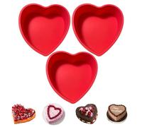 REECAGO Heart Shaped Cake Tin, 3pcs 6 Inch Silicone Love Cake Moulds, Cake Baking Pan Non-Stick Quick Release Suitable Baking Tray for Muffins Puddings Bread