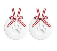 Reece Studio Pet Paw Print Ornament Kit, 2-Pack Keepsake Clay Impression Set with Red Ribbon - DIY Holiday Decoration for Dogs and Cats, for Pet Lovers
