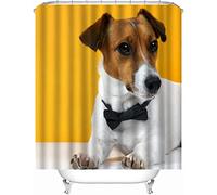 REECES Jack Russell Terrier Shower Curtain 120 x 200 cm, 3D Dog Shower Curtains Mould Proof Resistant Polyester Fabric Bath Curtain, Waterproof Washable Bathroom Curtains with 8 Hooks