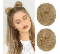 REECHO 2 PCS Mini Claw Clip in Messy & Cat Ears Hair Bun Extensions Wig Accessory Updo Hairpieces for Women (Pack of 2-3" Straight, Golden Blonde and Bleach Blonde Mixed)