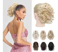 REECHO 9" Short Ponytail Extension, Classic Loose Curly Wavy Claw Clip Pony tails Hair Extensions HP001 Hairpieces for Women (Dirty Blonde)