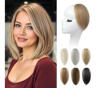 REECHO Clip in Hair Volumizer, 2PCS 8 inch Short Thick Clip in Hairpieces Adding Extra Volume Hair Extensions for Women with Thin Fine - Deep Blonde