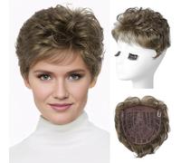 REECHO Hair Topper, Short Wiglet Hair Topper for Women with Thinning Large Coverage Synthetic Top Crown Hairpiece for Women - Medium Brown
