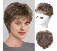 REECHO Hair Topper, Short Wiglet Hair Topper for Women with Thinning Large Coverage Synthetic Top Crown Hairpiece for Women - Light Ginger Brown
