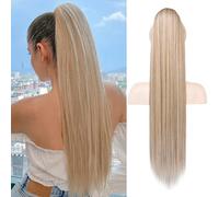 REECHO Ponytail Extension, 28" Long Straight Drawstring Pony Hair Extension Synthetic Pony Tail Hairpiece for Women