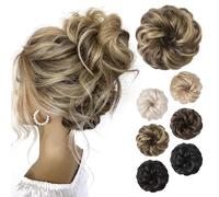 REECHO Thick Synthetic Ponytail Extensions - Messy Hair Bun Donut with Highlights