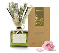 Reed Diffuser, 180 ml Sandalwood Rose Scented for 120 Days | Diffuser with Dried Flowers & 7 Sticks, Home Fragrance Long Lasting for Bathroom Bedroom Home & Office Decor, Air Freshener