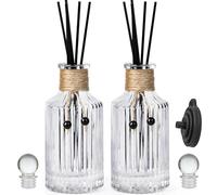 Reed Diffuser Bottle Set of 2 Glass Diffuser Bottles 8oz/250ml Empty Essential Oil Clear Decorative Bottle Set with Stoppers and Reed Sticks Bulk Reusable Perfume Jar