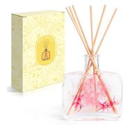 Reed Diffuser for Home, Reed Diffuser, 100ml Reed Diffuser with 6 Rattan Sticks, Bergamot Fragrance Aromatherapy with Dry Flowers, Gift Set & Home Decor, Valentines Gift for Women