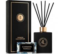 Reed Diffuser - Fragrance Diffuser for Home - 5 oz. Oil Diffuser Sticks - Bathroom Diffuser Set- Oil Diffuser Reeds - Scent Sticks in Oil-Office Smell Good Stuff (Black, Cashmere Vanilla)