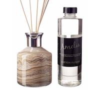 Reed Diffuser Gift Set Small Cylinder in Beige and Brown (Natural Stone) with Cotton Flower Fragrance