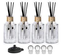 Reed Diffuser Glass Bottles 8oz/250ml Set of 4 Empty Essential Oil Diffuser With Stoppers and Sticks - Clear Decorative Reusable Perfume Jar