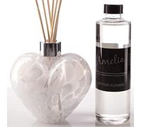 Reed Diffuser Heart Gift Set in White with Cotton Flower Fragrance