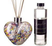 Reed Diffuser Heart Gift Set Multi & White Crackled with Jasmine Tuberose Fragrance