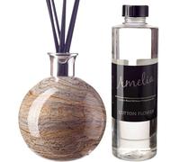 Reed Diffuser Large Sphere in Beige and Cream (Natural Stone) with Cotton Flower Fragrance