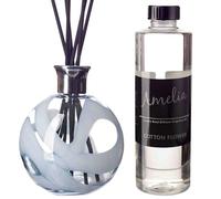 Reed Diffuser Large Sphere in Blue & Clear - Cerulean Sky with Cotton Flower & Gift Bag