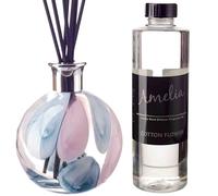 Reed Diffuser Large Sphere in Pastel Pink, Blue and Clear (Cotton Candy) with Cotton Flower Fragrance