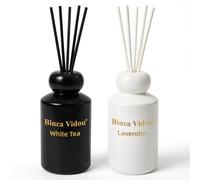 Reed Diffuser Set, Binca Vidou Lavender & White Tea Natural Scent Oil Diffusers with Sticks for Home Office Bathroom Aromatherapy Decor 100ML x 2