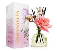 Reed Diffuser Set Citrus Grove Scent with 10 Sticks & Rose Flowers Decor, 250ml Flower Diffusers for 140 Days, Home Fragrance Air Freshener Long Lasting for Bedroom Bathroom, Living Room Office