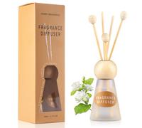 Reed Diffuser Set, Evening Gardenia Scent with Reed Diffuser Sticks, 50ml Cone-Shaped Bottle with Round Wooden Cap, Ideal for Room Decor and Home Decor, Bathroom Air Freshener, Home Essentials