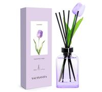 Reed Diffuser Set French Juniper & Lavender Scent with Tulip Flowers Decor, Reed Diffusers 200ml Flower Fragrance Narrow Spaces for 120 Days, Air Freshener Long Lasting for Bathroom Office Home