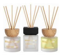 Reed Diffuser Set of 3, Binca Vidou Lavender, Linen & Jasmine Natural Scent Oil Diffusers with Sticks for Home Office Bathroom Aromatherapy Decor 100ml x 3
