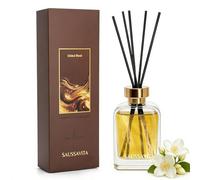 Reed Diffuser Set White Flower Scent with 10 Sticks Golden Glitter Bottle, 200ml Flower Diffusers Narrow Spaces for 120 Days, Home Fragrance Air Freshener Long Lasting for Bathroom Bedroom Office