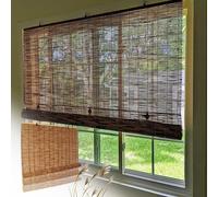 Reed Roller Blinds Bamboo Roll Up Shades With Lift 150 130 110 90 70 50cm, Anti-UV, Light Filtering Roman Curtains Inside/Outside Mount, Side Control(110x270CM/43x106IN(WxH))