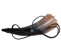 Reed Viking Blowing Horn With Whistle - Handcrafted Ox Horn Bugle - Medium Sound for Festivals, Ceremonies - Medieval Instrument (With Leather Cord-8 Inch)