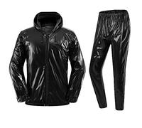 REEDB nti-Rip Sauna Suit Weight Loss Sweat Suit MMA Training Gym Jacket Pants Workout Suits for Men and Women, Black, Large