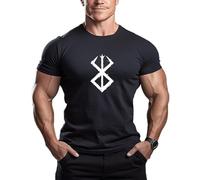 ReedCA Bersek Musou - Mens Bodybuilding T-Shirt - Gym Training Top Fashion Workout Shirts Hipster Shirt A Man of Iron, Emoyinji-black, XL