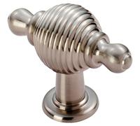 Reeded Beehive Style Cabinet Door Knob with Finials 26mm Dia Rose Satin Nickel