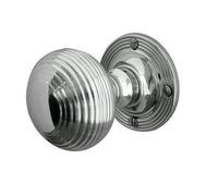reeded mortice Door knob - Polished Chrome (2)