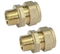 Reeds 15mm Compression by 3/8" BSP Male Iron Thread European Flexible Tap Adapters (Pair) Brass WRAS Aproved