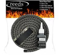 Reeds Black Stove Rope Kit 12mm with Large 50ml Reeds Adhesive - Flues Glass Door Seals Wood Burning Replacement Made in The UK (12mm Kit)