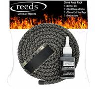 Reeds Black Stove Rope Kit 6mm with Large 50ml Reeds Adhesive - Flues Glass Door Seals Wood Burning Replacement Made in The UK (6mm kit)