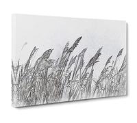 Reeds Blowing In The Wind Canvas Print | Gallery Wrapped 30mm Frame Wall Art | 20x14 inches | Ready to Hang | Abstract Picture | Living Room Bedroom Lounge Office