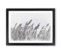 Reeds Blowing In The Wind In Abstract Modern Art Framed Print | A3 Black Framed Wall Art | Ready to Hang | Abstract Fantasy Picture | Living Room Bedroom Lounge Office