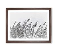 Reeds Blowing In The Wind In Abstract Modern Art Framed Print | A4 Walnut Framed Wall Art | Ready to Hang | Abstract Fantasy Picture | Living Room Bedroom Lounge Office