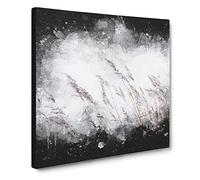 Reeds Blowing in the Wind Paint Splash Canvas Print | Gallery Wrapped 30mm Frame Wall Art | 20x20 inches | Ready to Hang | Modern Picture | Living Room Bedroom Lounge Office