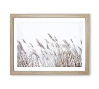 Reeds Blowing In The Wind Painting Modern Art Framed Print | A2 Oak Framed Wall Art | Ready to Hang | Modern Historical Picture | Living Room Bedroom Lounge Office