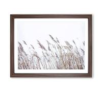 Reeds Blowing In The Wind Painting Modern Art Framed Print | A4 Walnut Framed Wall Art | Ready to Hang | Modern Historical Picture | Living Room Bedroom Lounge Office
