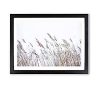 Reeds Blowing In The Wind Painting Modern Art Framed Wall Art Print, Ready to Hang Picture for Living Room Bedroom Home Office Décor, Black A4 (34 x 25 cm)
