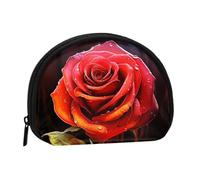 Reeds by the river Mini Coin Purse Pouch Change Holder, Shell Shape Zip Around Wallet,Credit Card Holder for Women, Red Rose Art, One Size, Classic