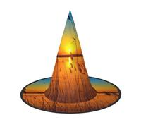Reeds By The River Print Halloween Witch Hat,Foldable Spire Hat,Suitable For Halloween Carnival,Masquerade,Party Costume Accessories