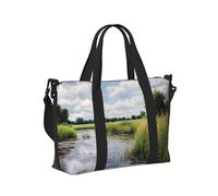 Reeds by the river Print Travel Hand Bag Foldable Weekend Getaways Gym Sports Trip Daily Use Camping Tote
