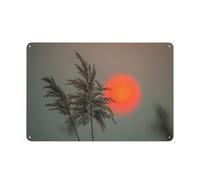 Reeds,red sun,morningMetal Signs Man Cave Tin Metal Sign Hanging Wall Plaque Kitchen Shed Garage. 30x40cm(12x16 Zoll)