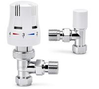 Reeds Thermostatic Radiator Valve TRV Pack - White/Chrome - Includes TRV & Lockshield - 10 Bar